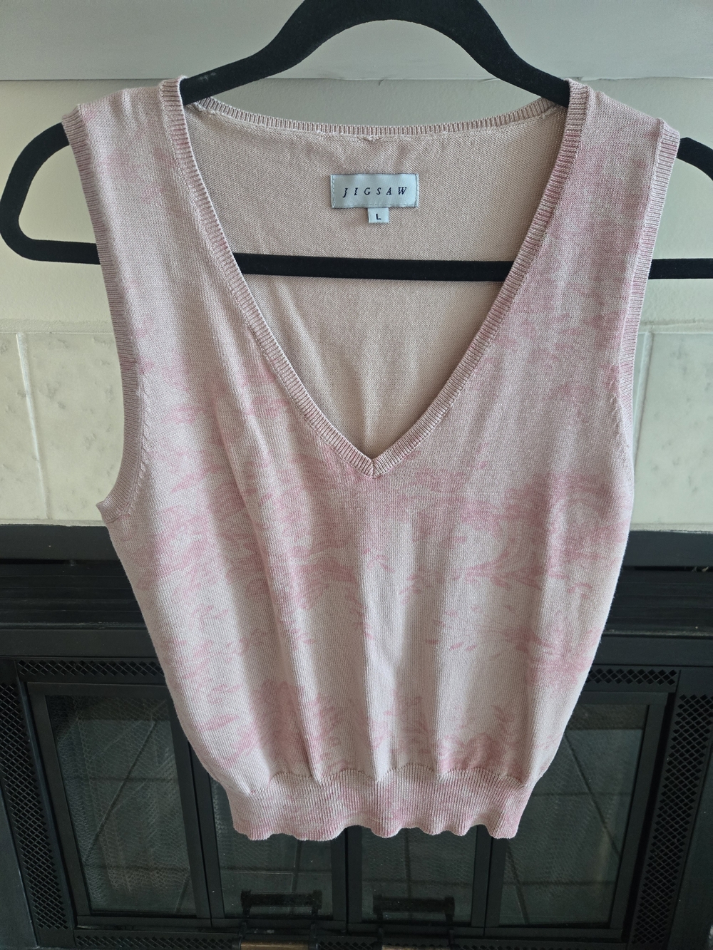 Jigsaw Soft Pink Patterned V-Neck Knit Tank